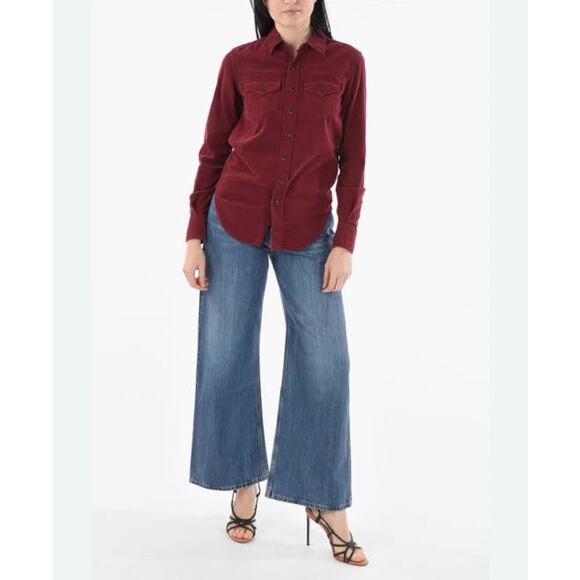 Universal Thread Women’s Shirt Button Down Long Sleeve Corduroy Burgundy - Picture 1 of 10